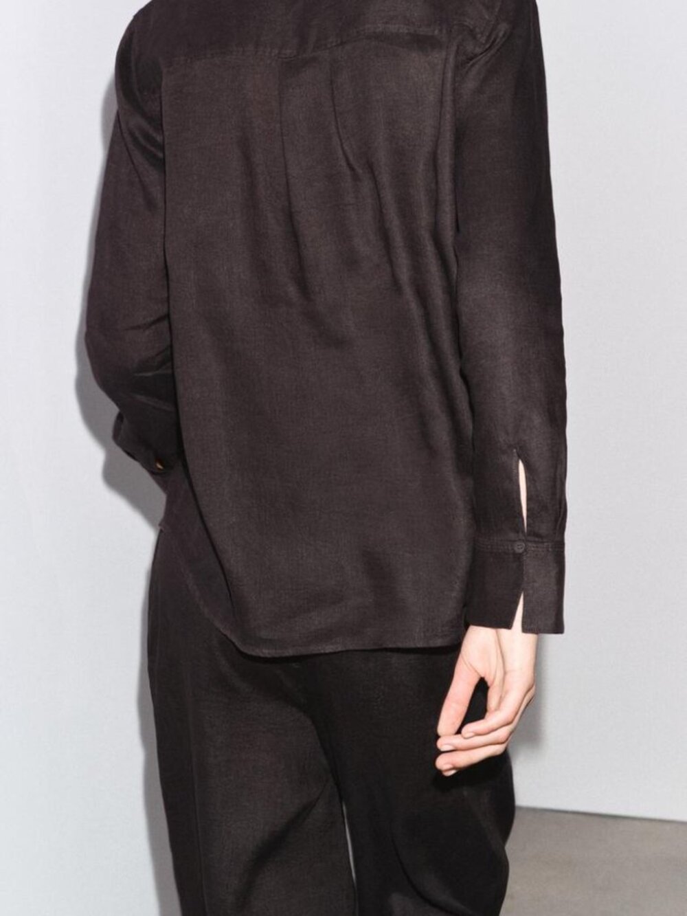 Zara ZW 100% Linen Brown Co‑Ord Set Shirt & Palazzo Pants Size Small Summer NWT - Picture 3 of 16